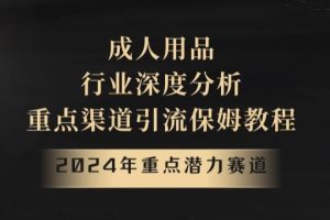 2024年重点潜力赛道，成人用品行业深度分析，重点渠道引流保姆教程【揭秘】