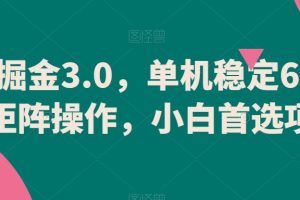 游戏掘金3.0，单机稳定60+，可矩阵操作，小白首选项目【揭秘】