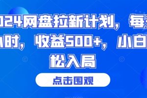 2024网盘拉新计划，每天1小时，收益500+，小白轻松入局【揭秘】