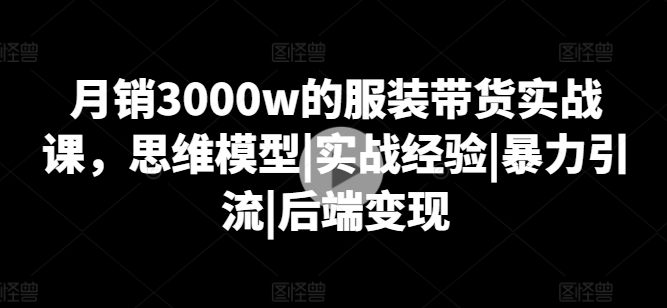 月销3000w的服装带货实战课，思维模型|实战经验|暴力引流|后端变现插图