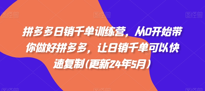 拼多多日销千单训练营，从0开始带你做好拼多多，让日销千单可以快速复制(更新24年6月)插图