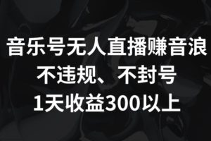 音乐号无人直播赚音浪，不违规、不封号，1天收益300+【揭秘】