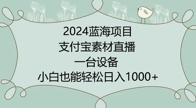 2024年蓝海项目，支付宝素材直播，无需出境，小白也能日入1000+ ，实操教程【揭秘】插图