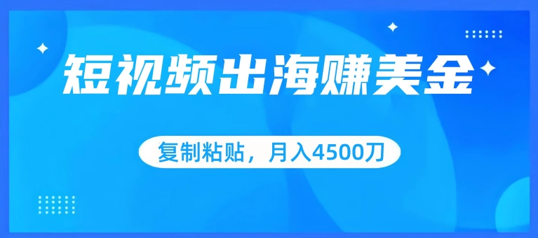 短视频出海赚美金，复制粘贴批量操作，小白轻松掌握，月入4500美刀【揭秘】插图