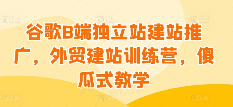 谷歌B端独立站建站推广，外贸建站训练营，傻瓜式教学插图