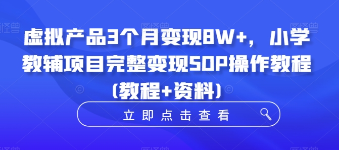 虚拟产品3个月变现8W+，小学教辅项目完整变现SOP操作教程(教程+资料)插图