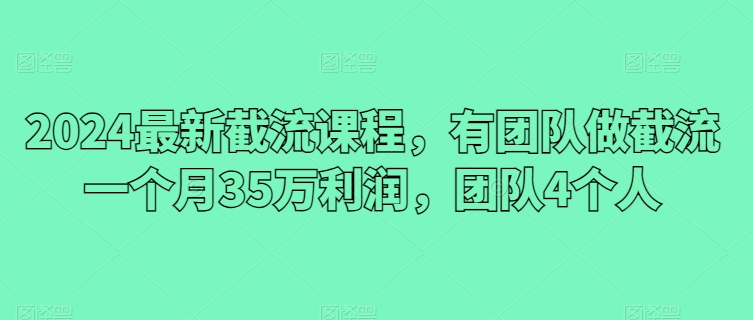 2024最新截流课程，有团队做截流一个月35万利润，团队4个人插图