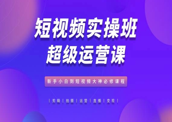 短视频实操班超级运营课，新手小白到短视频大神必修课程插图