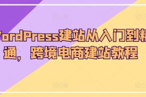 WordPress建站从入门到精通，跨境电商建站教程