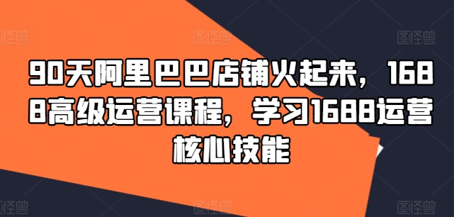 90天阿里巴巴店铺火起来，1688高级运营课程，学习1688运营核心技能插图