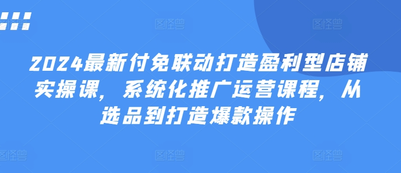 2024最新付免联动打造盈利型店铺实操课，​系统化推广运营课程，从选品到打造爆款操作插图