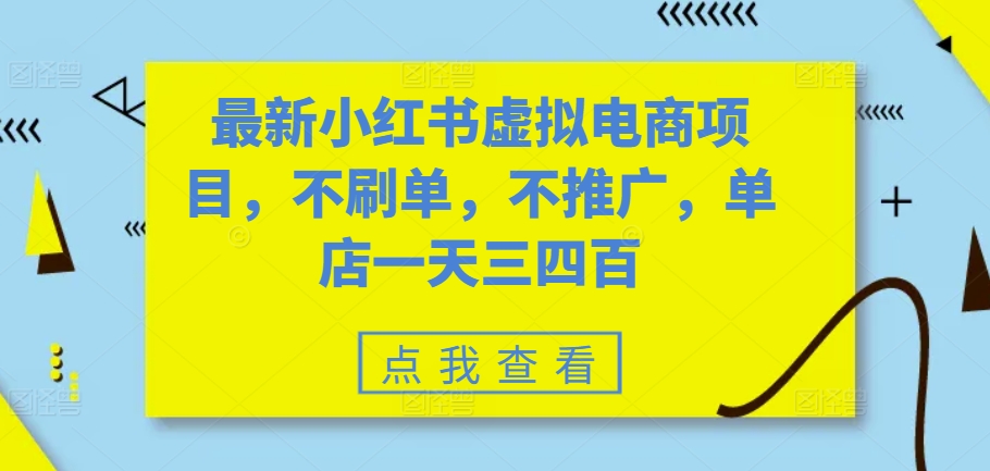 最新小红书虚拟电商项目，不刷单，不推广，单店一天三四百插图