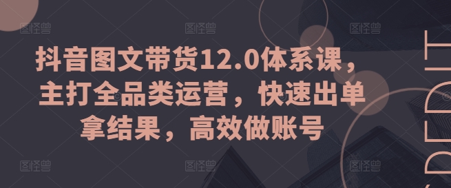 抖音图文带货12.0体系课，主打全品类运营，快速出单拿结果，高效做账号插图