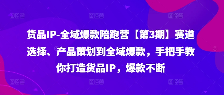 货品IP全域爆款陪跑营【第3期】赛道选择、产品策划到全域爆款，手把手教你打造货品IP，爆款不断插图