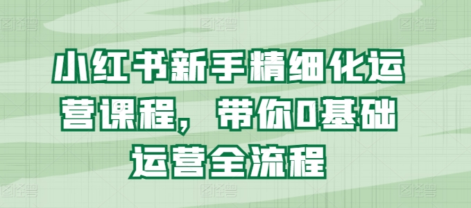 小红书新手精细化运营课程，带你0基础运营全流程插图