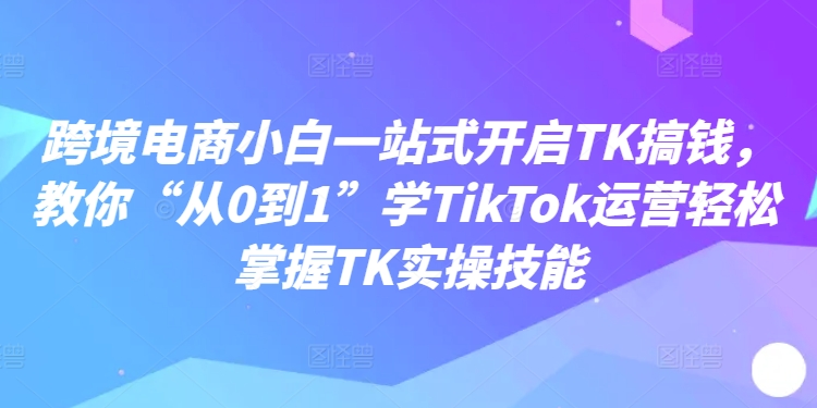 跨境电商小白一站式开启TK搞钱，教你“从0到1”学TikTok运营轻松掌握TK实操技能插图