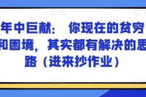 某付费文章：年中巨献： 你现在的贫穷和困境，其实都有解决的思路 (进来抄作业)