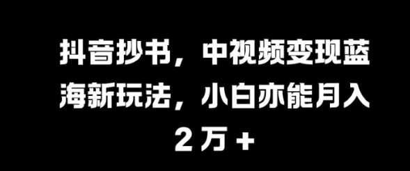 抖音抄书，中视频变现蓝海新玩法，小白亦能月入 过W【揭秘】插图