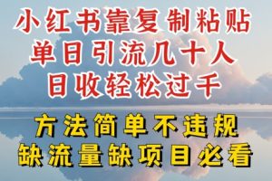 小红书靠复制粘贴单日引流几十人目收轻松过千，方法简单不违规【揭秘】