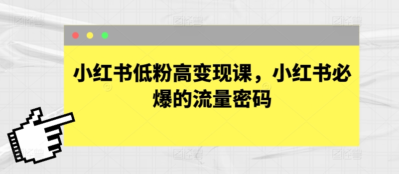 小红书低粉高变现课，小红书必爆的流量密码插图