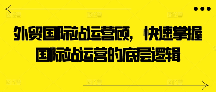 外贸国际站运营顾问，快速掌握国际站运营的底层逻辑插图