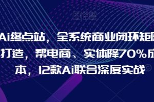 Ai终点站，全系统商业闭环矩阵打造，帮电商、实体降70%成本，12款Ai联合深度实战【0906更新】