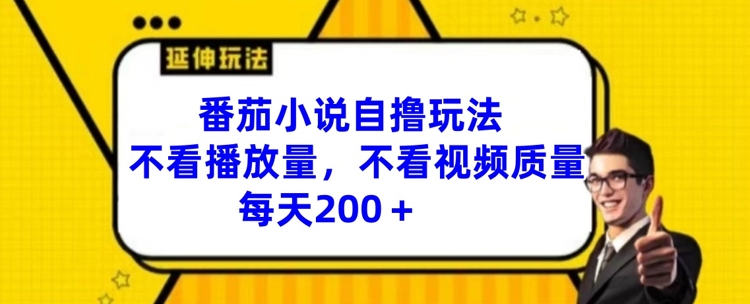 番茄小说自撸玩法，不看播放量，不看视频质量，每天200+【揭秘】插图