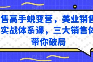 销售高手蜕变营，美业销售高手实战体系课，三大销售体系带你破局