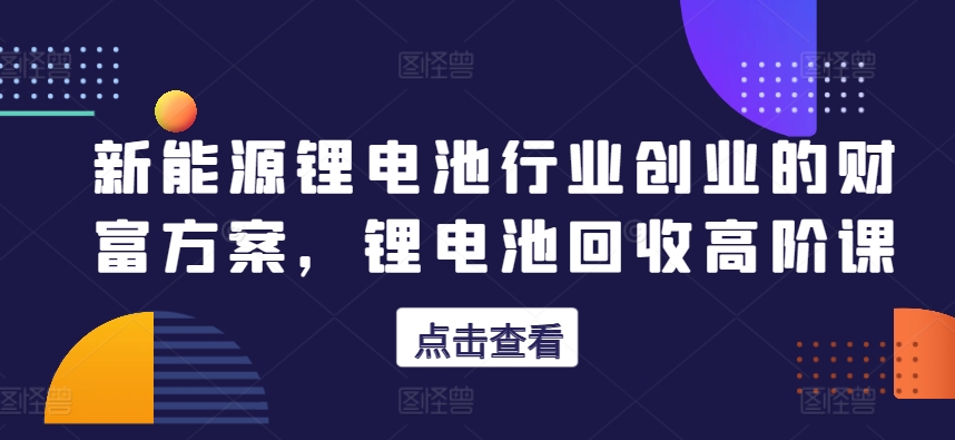 新能源锂电池行业创业的财富方案，锂电池回收高阶课插图