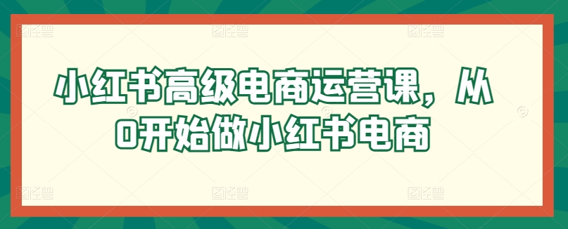 小红书高级电商运营课，从0开始做小红书电商插图