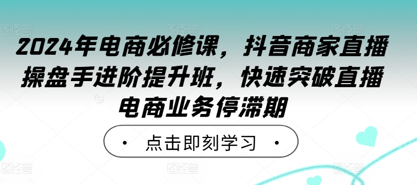 2024年电商必修课，抖音商家直播操盘手进阶提升班，快速突破直播电商业务停滞期插图