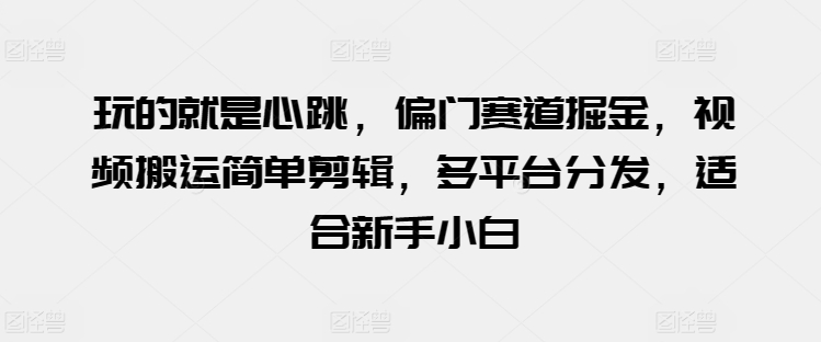 玩的就是心跳，偏门赛道掘金，视频搬运简单剪辑，多平台分发，适合新手小白【揭秘】插图