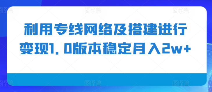 利用专线网络及搭建进行变现1.0版本稳定月入2w+【揭秘】插图