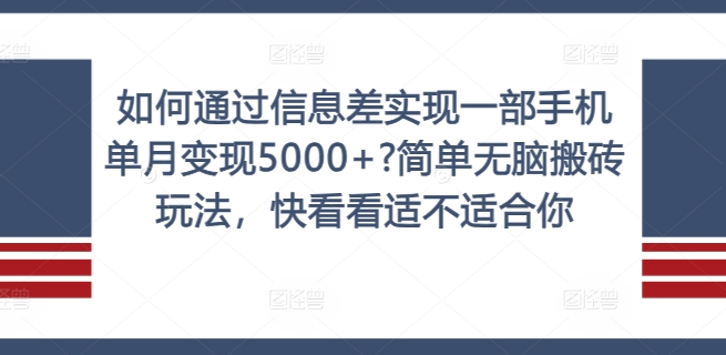 如何通过信息差实现一部手机单月变现5000+?简单无脑搬砖玩法，快看看适不适合你【揭秘】插图