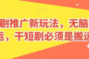 短剧推广新玩法，无脑搬运，干短剧必须是搬运【揭秘】