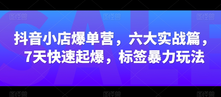 抖音小店爆单营，六大实战篇，7天快速起爆，标签暴力玩法插图