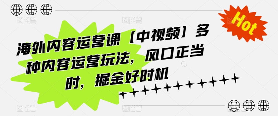 海外内容运营课【中视频】多种内容运营玩法，风口正当时，掘金好时机插图