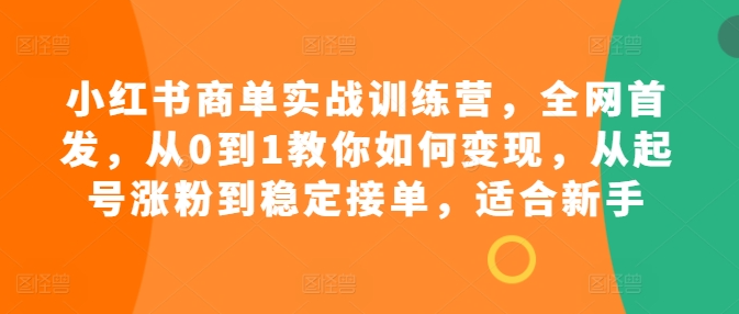 小红书商单实战训练营，全网首发，从0到1教你如何变现，从起号涨粉到稳定接单，适合新手插图