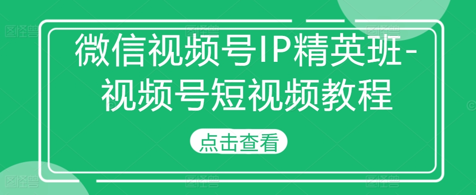 微信视频号IP精英班-视频号短视频教程插图