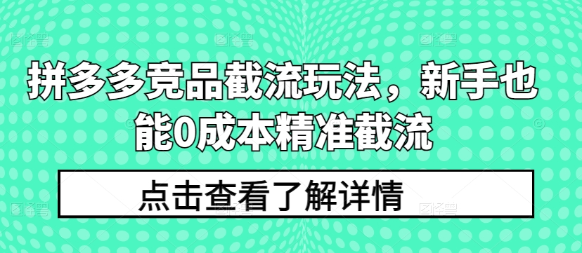 拼多多竞品截流玩法，新手也能0成本精准截流插图