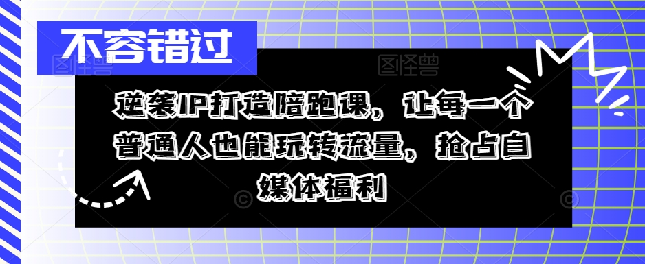 逆袭IP打造陪跑课，让每一个普通人也能玩转流量，抢占自媒体福利插图