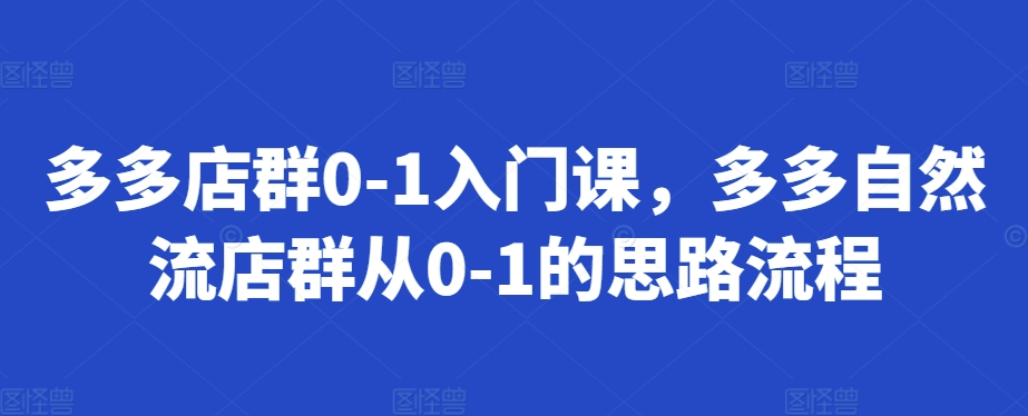 多多店群0-1入门课，多多自然流店群从0-1的思路流程插图