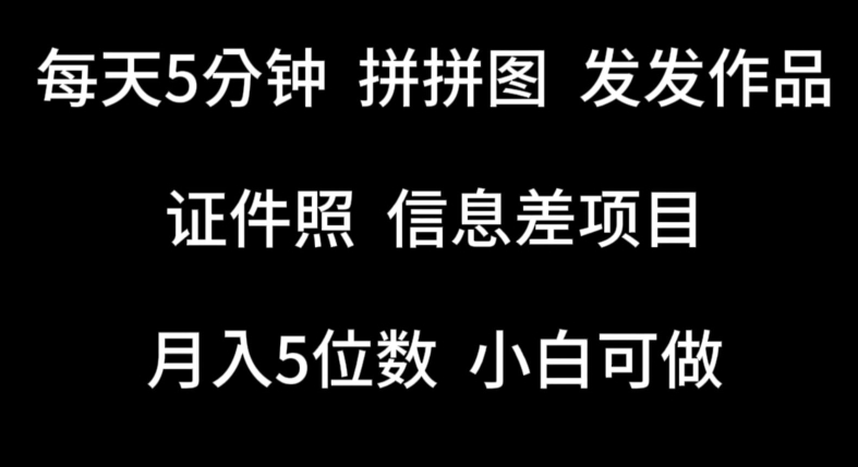 每天5分钟，拼拼图发发作品，证件照信息差项目，小白可做【揭秘】插图