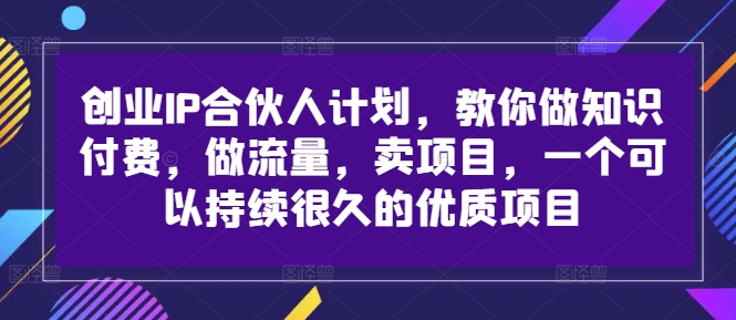 创业IP合伙人计划，教你做知识付费，做流量，卖项目，一个可以持续很久的优质项目插图