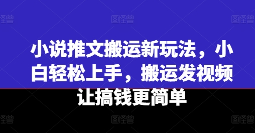 小说推文搬运新玩法，小白轻松上手，搬运发视频让搞钱更简单插图