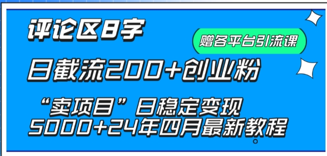 抖音评论区8字日截流200+创业粉 “卖项目”日稳定变现5000+【揭秘】插图