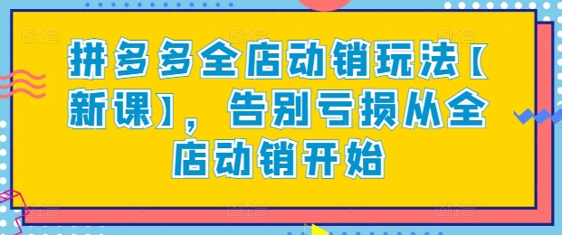 拼多多全店动销玩法【新课】，告别亏损从全店动销开始插图