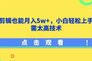 影视剪辑也能月入5w+，小白轻松上手，无需太高技术【揭秘】