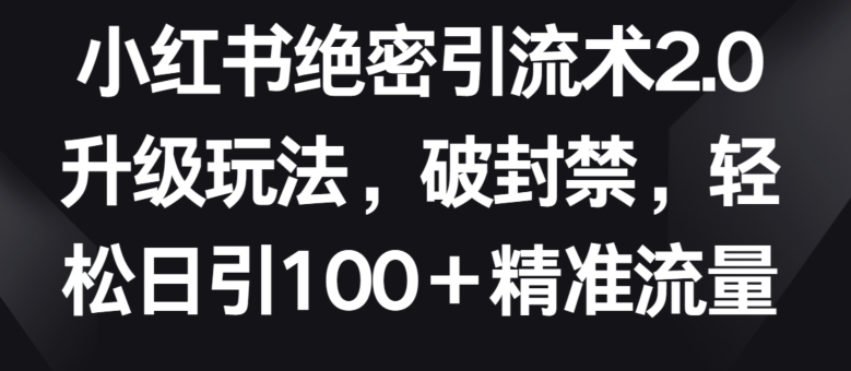 小红书绝密引流术2.0升级玩法，破封禁，轻松日引100+精准流量【揭秘】插图