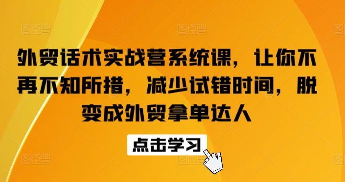 外贸话术实战营系统课，让你不再不知所措，减少试错时间，脱变成外贸拿单达人插图